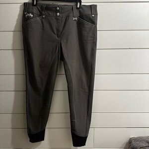 Blakely Full Seat Breeches Gray Size 34 Womens JPC Equestrian Suede Seat